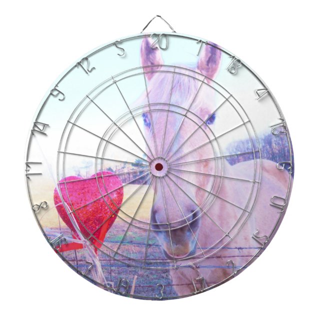 Yellow Horse and Red  Heart Dart Board (Front)