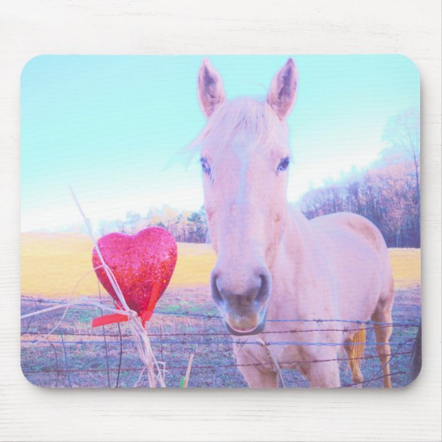 Yellow Horse and Red  Heart Mouse Pad (Front)