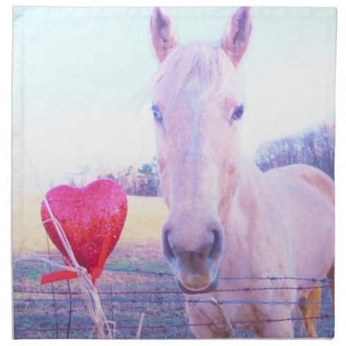Yellow Horse and Red  Heart Napkin