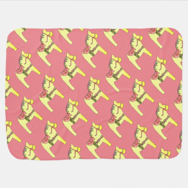Yellow Horse Baby Blanket (Horizontal)