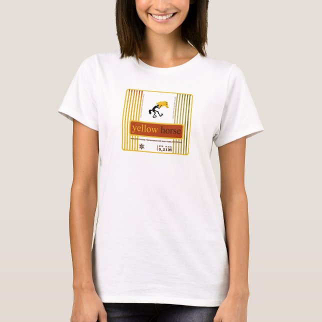 Yellow Horse Ladies Spaghetti Strap Yellow T-Shirt (Front)