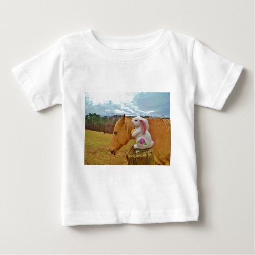 Yellow Horse Spring Rabbit Baby T_Shirt