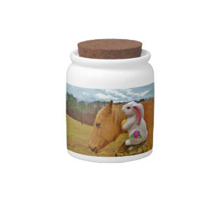 Yellow Horse, Spring Rabbit Candy Jar