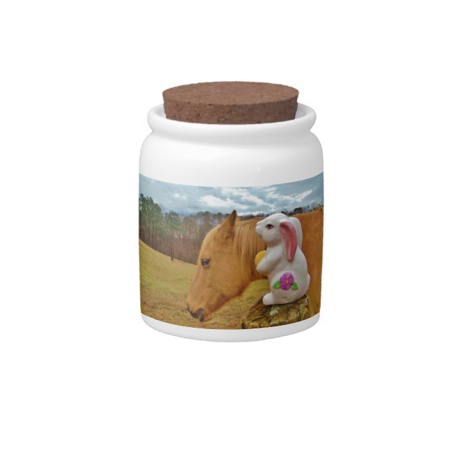 Yellow Horse, Spring Rabbit Candy Jar (Front)