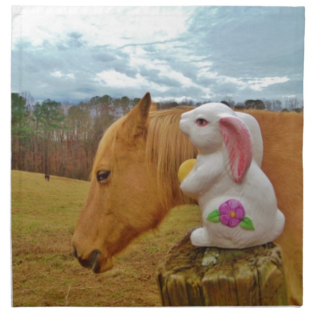 Yellow Horse, Spring Rabbit Cloth Napkin (Front)