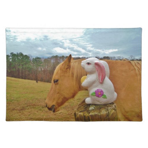 Yellow Horse Spring Rabbit Cloth Placemat