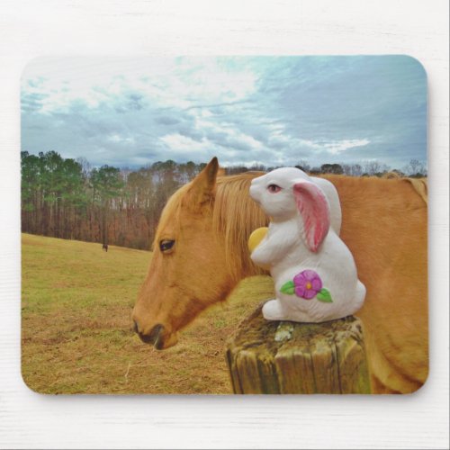 Yellow Horse Spring Rabbit Mouse Pad
