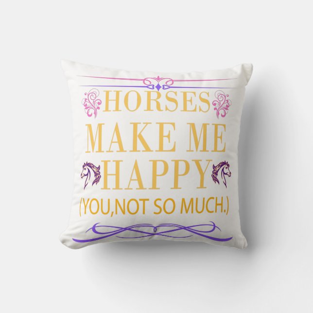 Yellow Horses Make Me Happy But You Not So Much  Throw Pillow (Front)