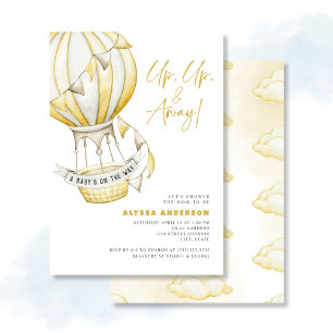 Yellow Hot Air Balloon Baby Shower Invitation