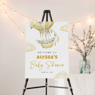Yellow Hot Air Balloon Baby Shower Welcome Foam Board