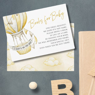 Yellow Hot Air Balloon Books for Baby Shower Enclosure Card