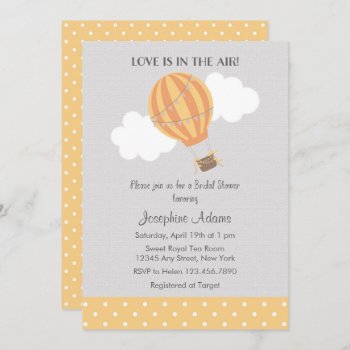 Yellow Hot Air Balloon Bridal Shower Invitation by melanileestyle at Zazzle