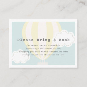 Yellow Hot Air Balloon Please Bring a Book Enclosure Card