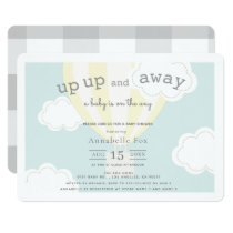 up up and away baby shower invitations