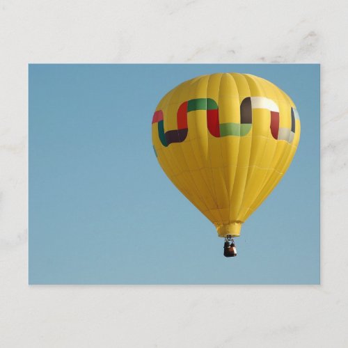 Yellow Hot Air Balloon Vintage Postcard