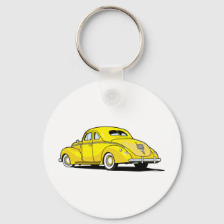 Yellow Hot Rod Coupe Keychain
