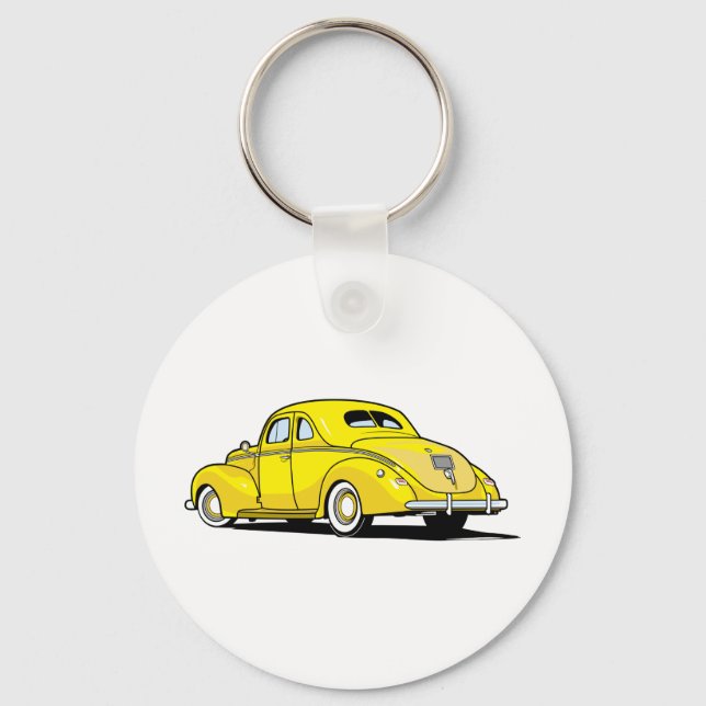 Yellow Hot Rod Coupe Keychain (Front)
