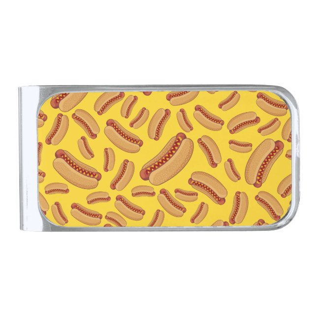 Yellow hotdogs silver finish money clip (Front)