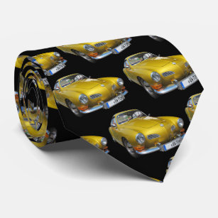 Yellow Hotrod 1940s Car Pattern Neck Tie