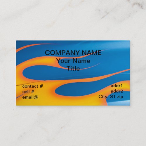 yellow hotrod flames on blue business cards