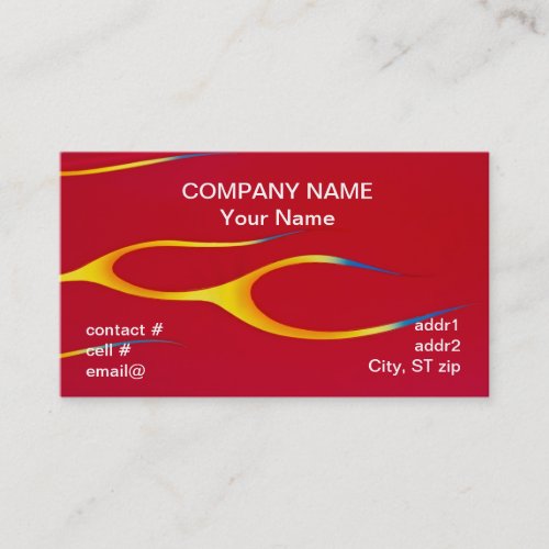 yellow hotrod  flames on red business card template