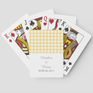 Yellow Houndstooth Wedding Playing Cards