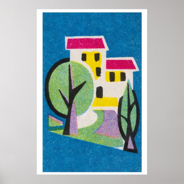 Yellow House - Matchbox Print - Aesthetic Wall Art (Front)
