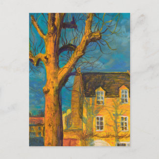 Yellow House Old Tree Landscape Normandy France Postcard