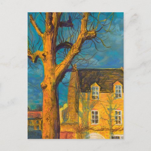Yellow House Old Tree Landscape Normandy France Postcard