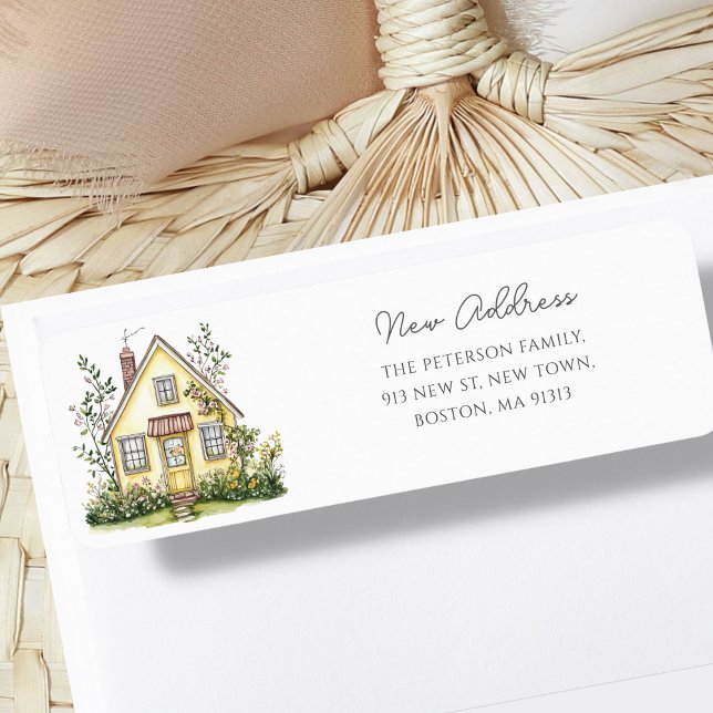 Yellow House Wildflower | New Home Address  Label (Creator Uploaded)