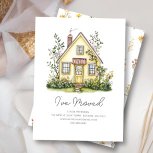 Yellow House Wildflower New Home Address Note Card