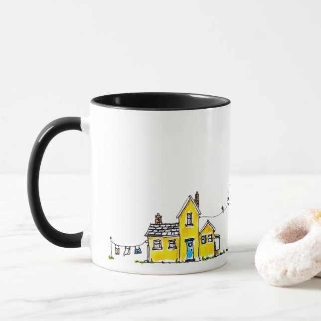 Yellow House With Laundry Mug (With Donut)