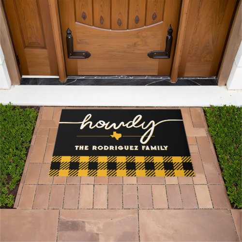 Yellow Howdy Buffalo Plaid Doormat
