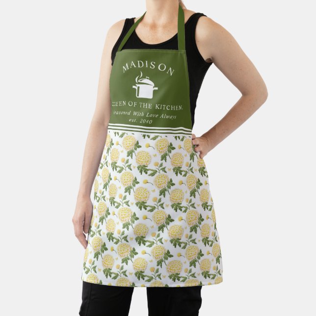  Yellow Hydragea Floral Queen of the Kitchen Apron (Insitu)