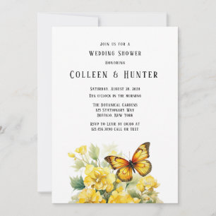 Yellow Hydrangea Butterfly Wedding Shower Invitation