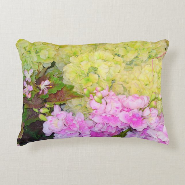 Yellow Hydrangea Flower Outdoor Pillow (Front)
