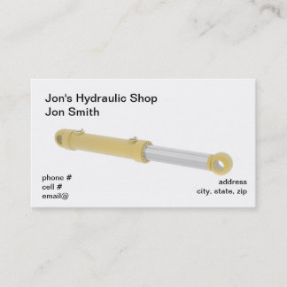 Yellow hydraulic cylinder business card