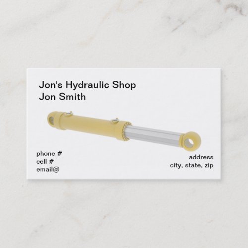 Yellow hydraulic cylinder business card