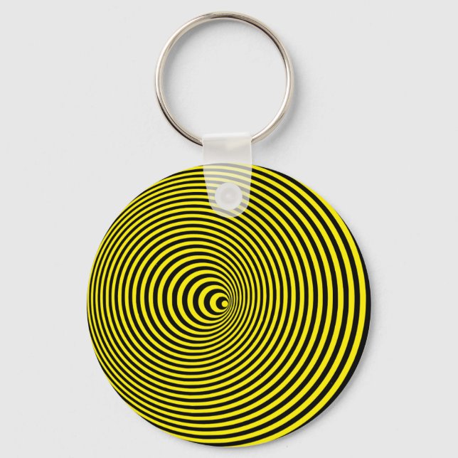 Yellow Hypnotic 3D Optical Illusion Keychain (Front)