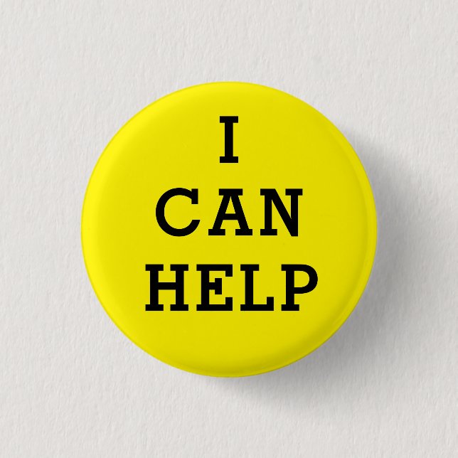 Yellow I Can Help Volunteer Button (Front)