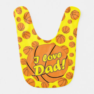 Yellow I Love Dad Basketball Bib