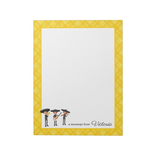 Yellow I Love Plaid Mariachi Band Personalized Notepad (Rotated)