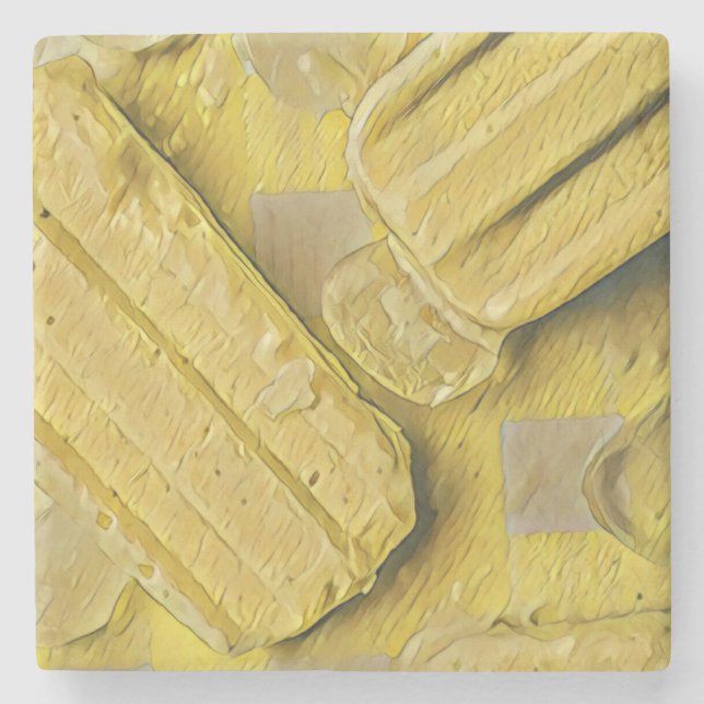 Yellow ice cream cone popsicle stone coaster (Front)