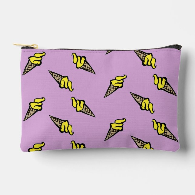 Yellow ice cream on purple accessory pouch (Front)