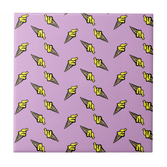 Yellow ice cream on purple ceramic tile (Front)