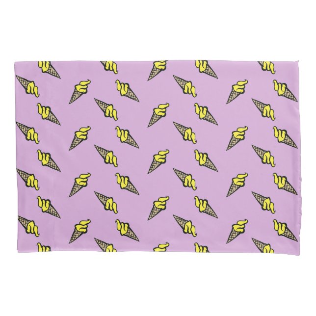 Yellow ice cream on purple pillow case (Front)