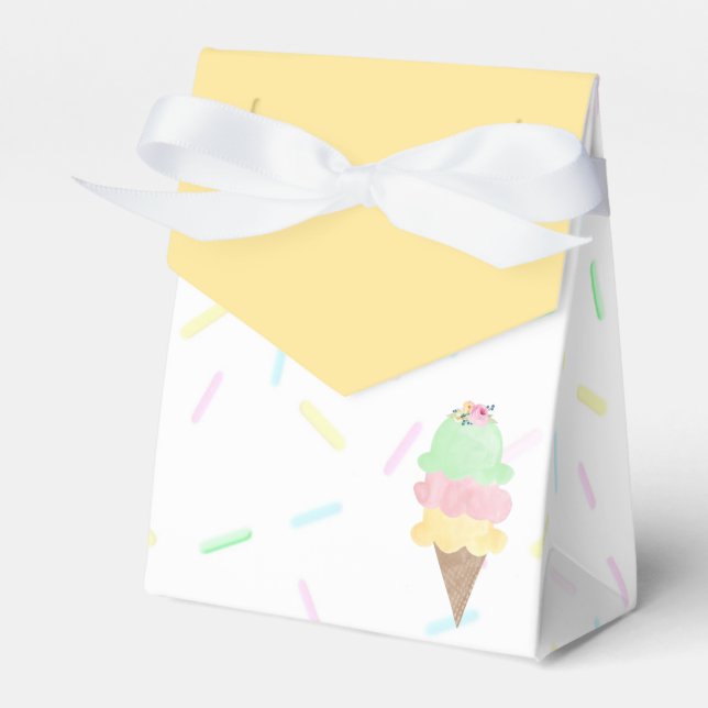 Yellow Ice Cream Party Favor Boxes (Front Side)