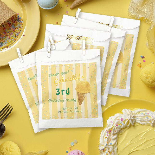 Yellow Ice Cream Sprinkle Summer Birthday Party  Favor Bag (Creator Uploaded)