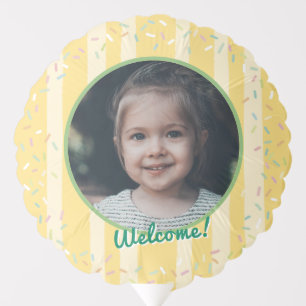 Yellow Ice Cream Sprinkle Summer Birthday Photo Balloon