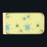 Yellow Iconic Atomic Starbursts Money Clip<br><div class="desc">This Yellow Iconic Atomic Starbursts Money Clip pattern features iconic atomic starbursts. That’s right! The old school, yellow colored background with gold speckles is the perfect backdrop for the vibrant turquoise, soothing celery, and kitschy pear green colored circles. The spots of color are sporadically placed in various sizes with overlaying...</div>